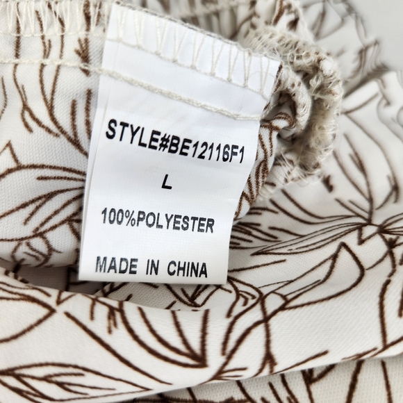 Papermoon NWT Collared V-Neck Henley Crop Blouse-Shirred Waist & Sleeves L - Picture 10 of 12